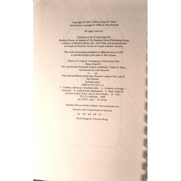 Autographed - The Lady & Sons Savannah Country Cookbook By Paula H. Deen 1998 - Picture 3 of 4